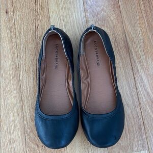 Lucky Brand Eikia Ballet Flats Size 8.5 Black Leather Shoes EUC Dressy Casual